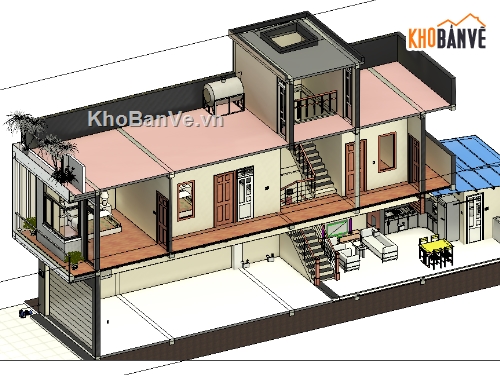 Bản vẽ nhà phố,nhà phố 2 tầng,bản vẽ nhà phố 2 tầng