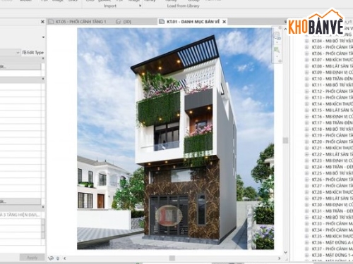 nhà phố 3 tầng,revit nhà phố 3 tầng,file revit nhà phố 3 tầng