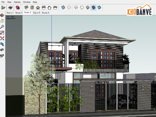 Su biệt thự 2 tầng,Mẫu biệt thự 2 tầng,Sketchup biệt thự 2 tầng,file su  biệt thự 2 tầng