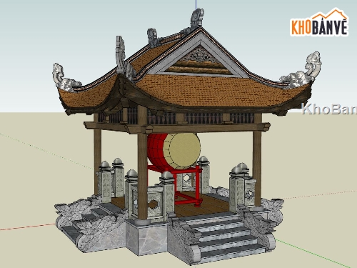 mẫu lầu trống sketchup,model lầu trống file sketchup,phối cảnh lầu trống file sketchup,thiết kế 3d su mẫu lầu trống