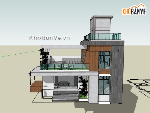 su biệt thự,sketchup biệt thự,su biệt thự 2 tầng,sketchup biệt thự 2 tầng