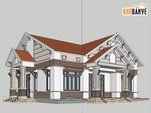 file sketchup biệt thự 1 tầng,Sketchup biệt thự 1 tầng,file sketchup biệt thự mái thái,mái thái 1 tầng file sketchup,sketchup biệt thự 1 tầng 11.8x18m,su biệt thự mái thái 1 tầng
