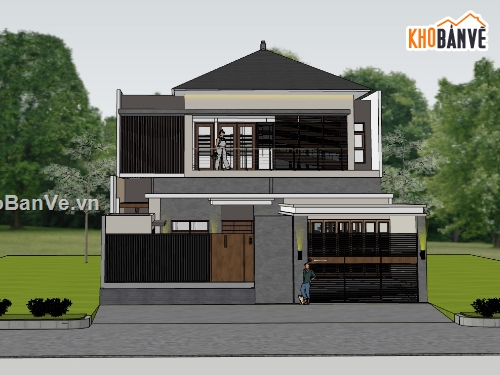 biệt thự,su biệt thự,sketchup biệt thự,su biệt thự 2 tầng,sketchup biệt thự 2 tầng