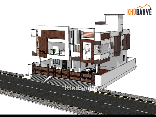 biệt thự 2 tầng,su biệt thự,sketchup biệt thự