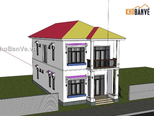 Biệt thự 2 tầng,model su biệt thự 2 tầng,file sketchup biệt thự 2 tầng