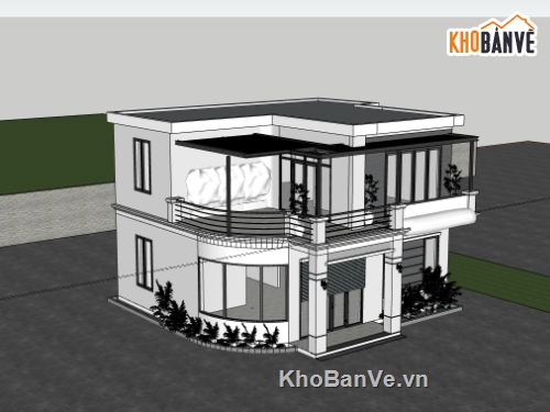 su biệt thự,sketchup biệt thự,su biệt thự 2 tầng