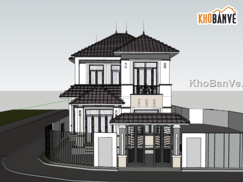 biệt thự 2 tầng,su biệt thự,sketchup biệt thự,su biệt thự 2 tầng