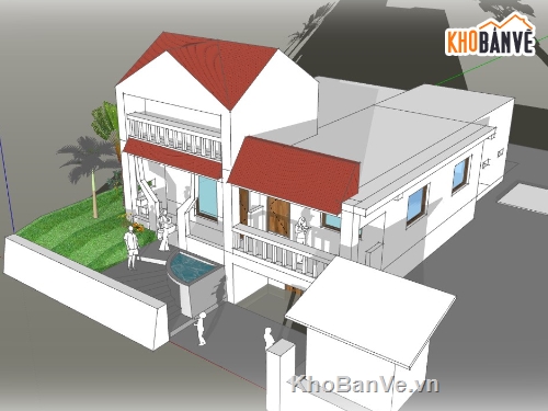 su biệt thự,sketchup biệt thự,su biệt thự 3 tầng