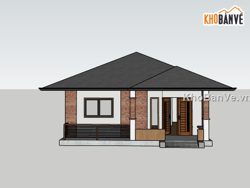 biệt thự 1 tầng,su biệt thự,sketchup biệt thự