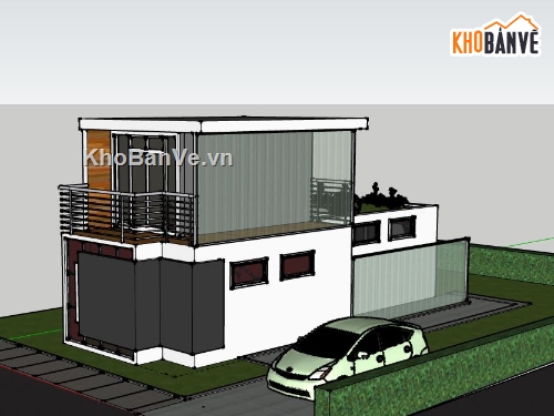 Nhà phố 2 tầng,model su nhà phố 2 tầng,sketchup nhà phố 2 tầng