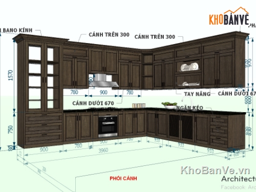 File Sketchup mẫu tủ bếp