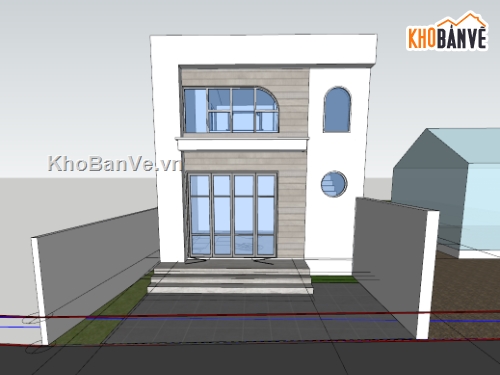 su nhà phố,sketchup nhà phố,nhà phố 3 tầng