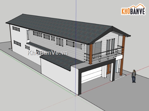 nhà 2 tầng,sketchup nhà 2 tầng,nhà 2 tầng đẹp