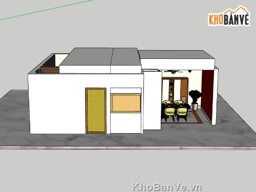 biệt thự 1 tầng,su biệt thự,sketchup biệt thự