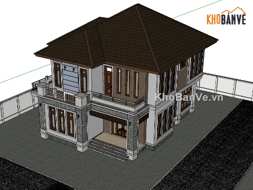 biệt thự 2 tầng,su biệt thự,sketchup biệt thự,su biệt thự 2 tầng