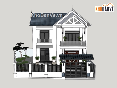 biệt thự 2 tầng,su biệt thự,sketchup biệt thự,su biệt thự 2 tầng