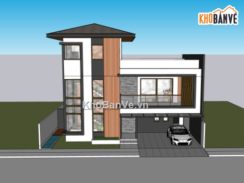 biệt thự 3 tầng,su biệt thự,sketchup biệt thự