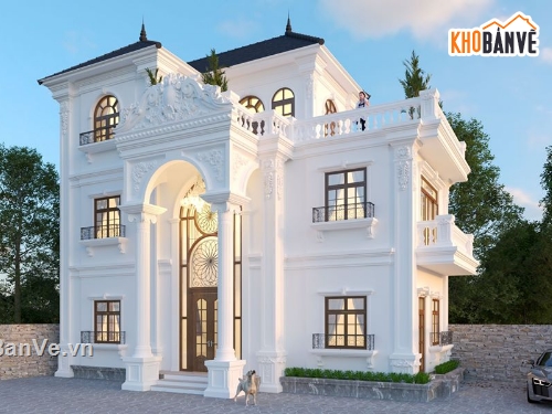 biệt thự 3 tầng,su biệt thự 3 tầng,su biệt thự,sketchup biệt thự