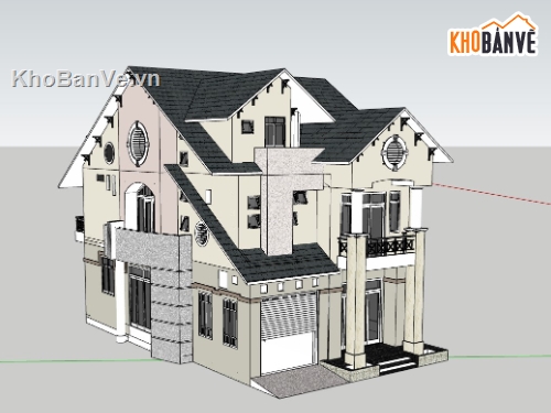 biệt thự 3 tầng,su biệt thự,sketchup biệt thự