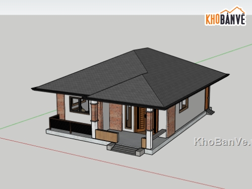 su nhà 1 tầng,sketchup nhà 1 tầng,nhà 1 tầng