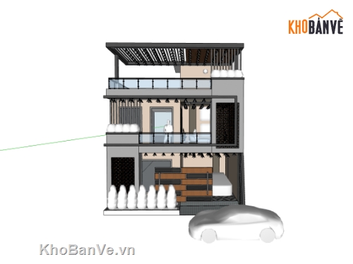 nhà phố 3 tầng,su nhà phố,sketchup nhà phố