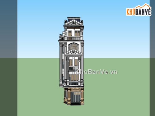 nhà phố 5 tầng,su nhà phố,sketchup nhà phố