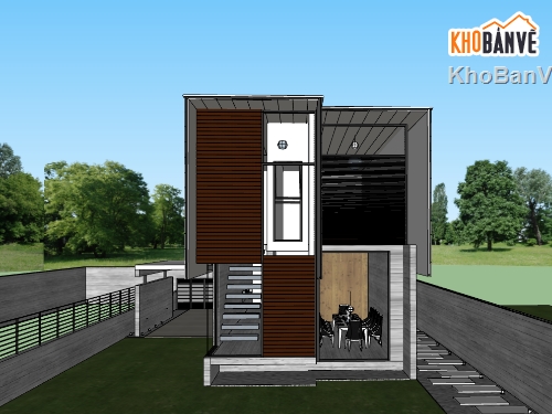 su nhà phố,sketchup nhà phố,nhà phố 2 tầng