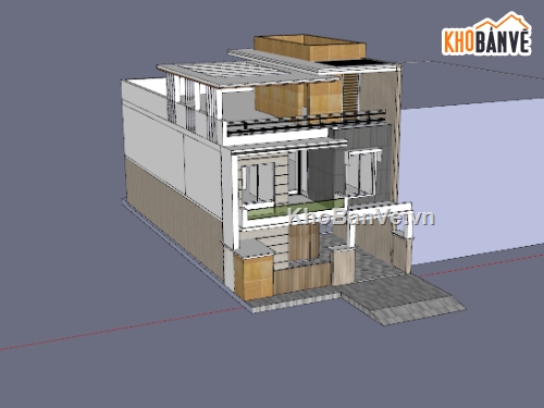 nhà phố 3 tầng,su nhà phố,sketchup nhà phố