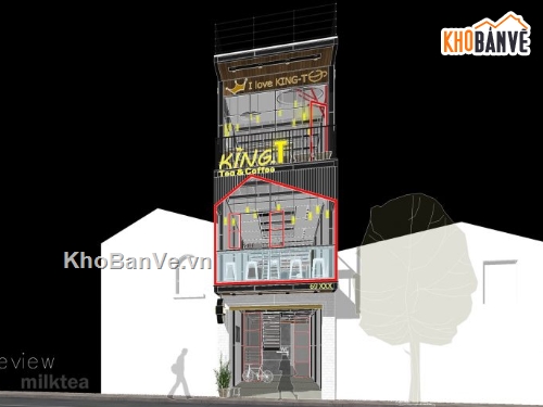 quán cafe 3 tầng,Model su quán cafe,file sketchup quán cafe 3 tầng,quán cafe 3 tầng file sketchup