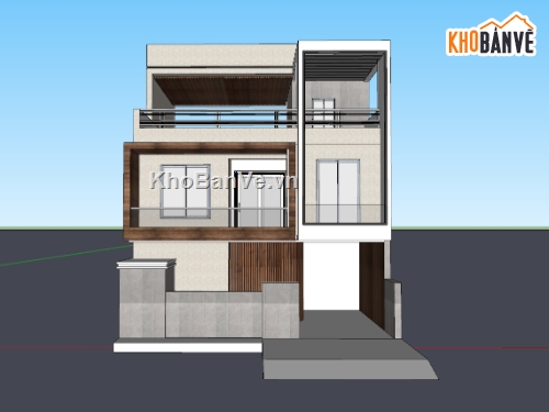 nhà phố 3 tầng,nhà 3 tầng,su nhà phố,sketchup nhà phố