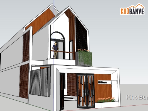 nhà phố  2 tầng,su nhà phố 2 tầng,biệt thự sketchup