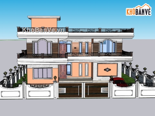 biệt thự 2 tầng,su biệt thự,sketchup biệt thự,su biệt thự 2 tầng