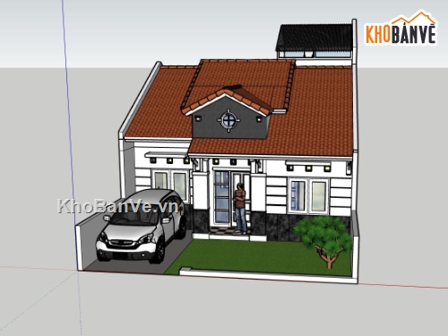 nhà cấp 4,sketchup nhà cấp 4,phối cảnh nhà cấp 4 sketchup