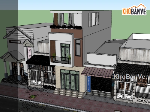 su nhà phố,sketchup nhà phố,sketchup nhà phố 2 tầng