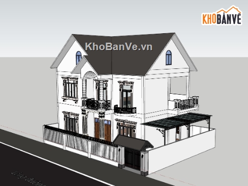 nhà phố 3 tầng,su nhà phố,sketchup nhà phố,su nhà phố 3 tầng