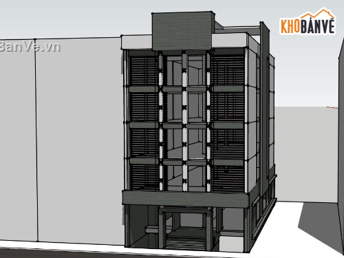 văn phòng làm việc,sketchup ngoại thất văn phòng,sketchup văn phòng hiện đại