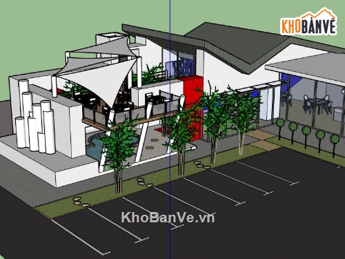 nhà hàng sketchup,model su nhà hàng,bao cảnh nhà hàng