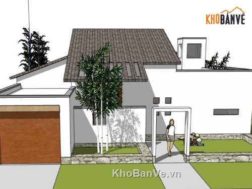 biệt thự 1 tầng,su biệt thự,sketchup biệt thự,su biệt thự 1 tầng