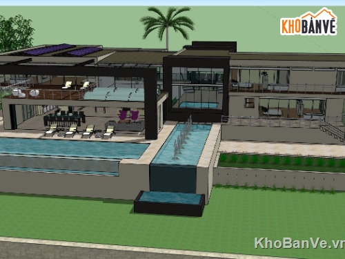 biệt thự 2 tầng,File sketchup biệt thự 2 tầng,sketchup biệt thự 2 tầng