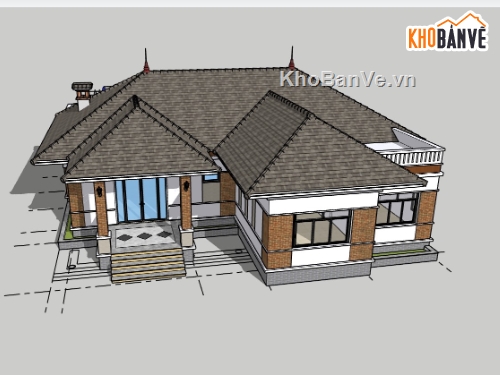 biệt thự 4 tầng,su biệt thự,sketchup biệt thự