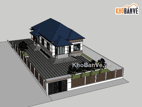 biệt thự 2 tầng,biệt thự sketchup,su biệt thự