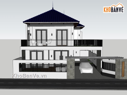 biệt thự 2 tầng,biệt thự sketchup,su biệt thự 2 tầng,sketchup biệt thự