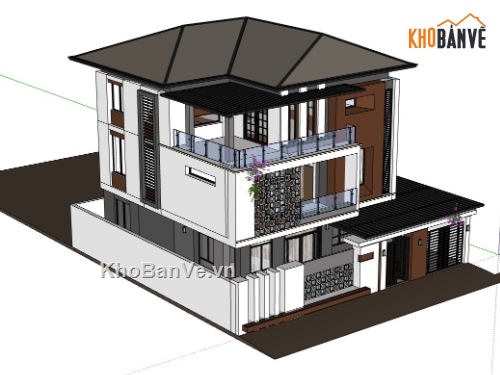 biệt thự 3 tầng,biệt thự sketchup,sketchup biệt thự,sketchup biệt thự 3 tầng