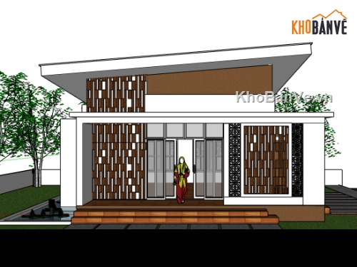 biệt thự 1 tầng,biệt thự sketchup,sketchup biệt thự 1 tầng,sketchup biệt thự