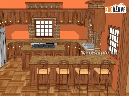 nội thất phòng bếp,File su thiết kế phòng bếp,model sketchup phòng bếp