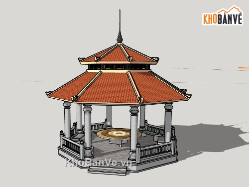 mẫu nhà bát giác,sketchup nhà bát giác,file 3d nhà bát giác