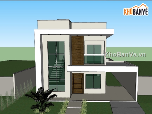 biệt thự 2 tầng,su biệt thự,sketchup biệt thự 2 tầng