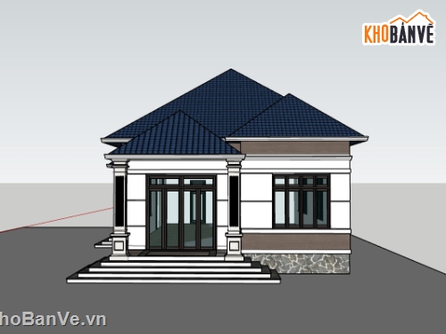 su biệt thự,sketchup biệt thự,sketchup biệt thự 1 tầng,su biệt thự 1 tầng