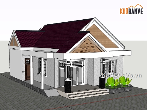 biệt thự 1 tầng,su biệt thự,sketchup biệt thự