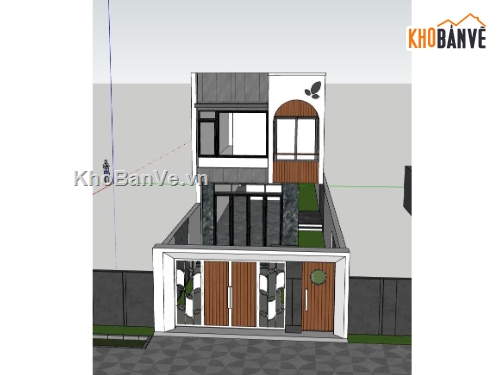 nhà phố 2 tầng,sketchup nhà phố hiện đại,nhà phố dt nhỏ